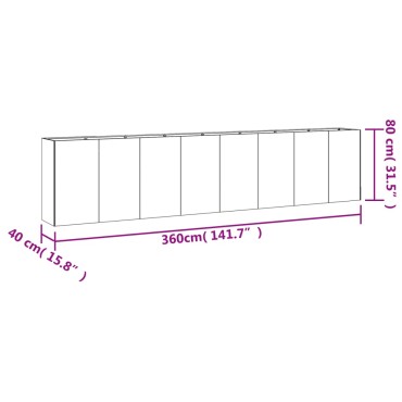 vidaXL Ζαρντινιέρα 360 x 40 x 80 εκ. από Ατσάλι Σκληρυθέν στον Αέρα