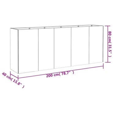 vidaXL Ζαρντινιέρα 200 x 40 x 80 εκ. από Ατσάλι Σκληρυθέν στον Αέρα