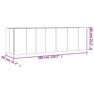 vidaXL Ζαρντινιέρα 280 x 80 x 80 εκ. από Ατσάλι Σκληρυθέν στον Αέρα
