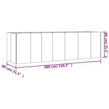 vidaXL Ζαρντινιέρα 280 x 80 x 80 εκ. από Ατσάλι Σκληρυθέν στον Αέρα