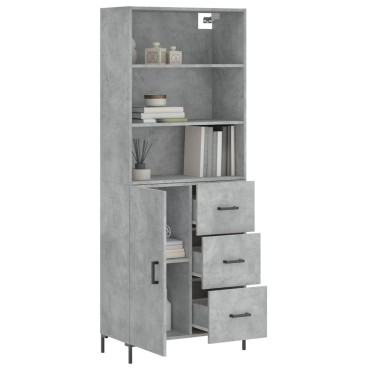 vidaXL Ντουλάπι Γκρι Σκυροδέματος 69,5x34x180cm Επεξεργασμένο Ξύλο 1 τεμ.