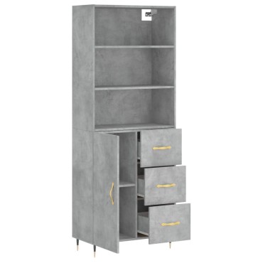 vidaXL Ντουλάπι Γκρι Σκυροδέματος 69,5x34x180cm Επεξεργασμένο Ξύλο 1 τεμ.
