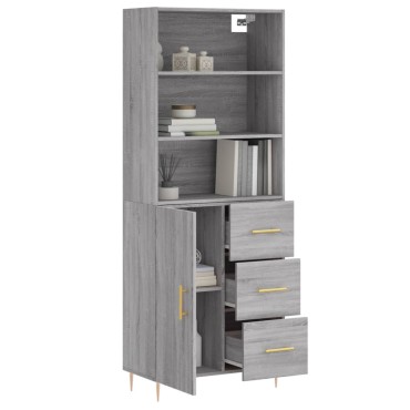 vidaXL Ντουλάπι Γκρι Sonoma 69,5x34x180cm Επεξεργασμένο Ξύλο 1 τεμ.