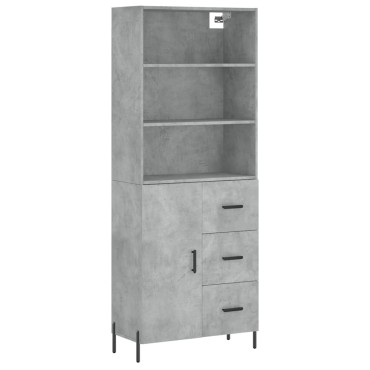 vidaXL Ντουλάπι Γκρι Σκυροδέματος 69,5x34x180cm Επεξεργασμένο Ξύλο 1 τεμ.
