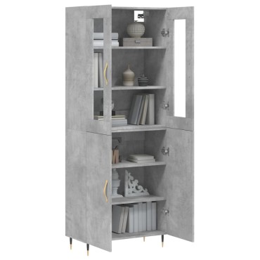vidaXL Ντουλάπι Γκρι Σκυροδέματος 69,5x34x180cm Επεξεργασμένο Ξύλο 1 τεμ.