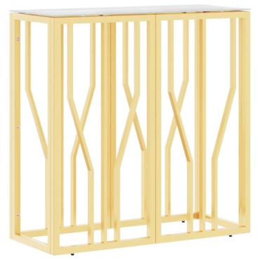 vidaXL Τραπέζι Κονσόλα Χρυσό 70x30x70cm Ανοξείδωτο Ατσάλι και Γυαλί 1 τεμ.