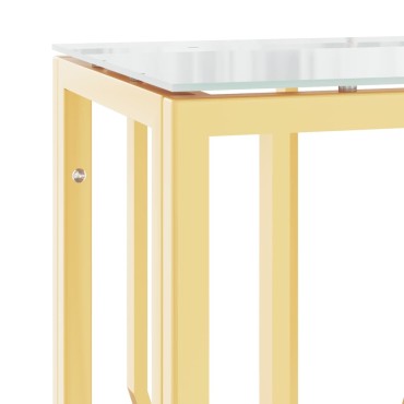 vidaXL Τραπέζι Κονσόλα Χρυσό 70x30x70cm Ανοξείδωτο Ατσάλι και Γυαλί 1 τεμ.