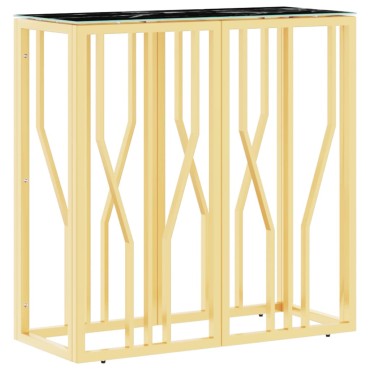 vidaXL Τραπέζι Κονσόλα Χρυσό 70x30x70cm Ανοξείδωτο Ατσάλι και Γυαλί 1 τεμ.