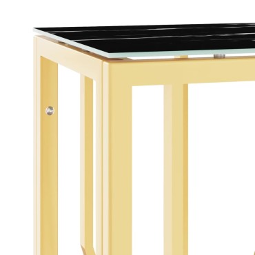 vidaXL Τραπέζι Κονσόλα Χρυσό 70x30x70cm Ανοξείδωτο Ατσάλι και Γυαλί 1 τεμ.