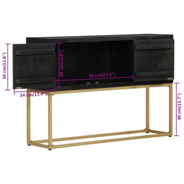 vidaXL Μπουφές Μαύρος και Χρυσός 110x30x75cm από Μασίφ Ξύλο Μάνγκο 1 τεμ.