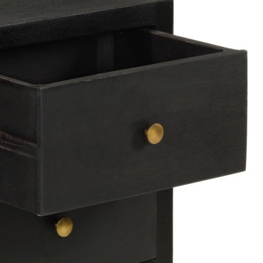 vidaXL Μπουφές Μαύρος και Χρυσός 110x30x75cm από Μασίφ Ξύλο Μάνγκο 1 τεμ.