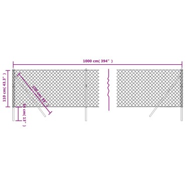 vidaXL Συρματόπλεγμα Περίφραξης Ανθρακί 1,1x10 μ.