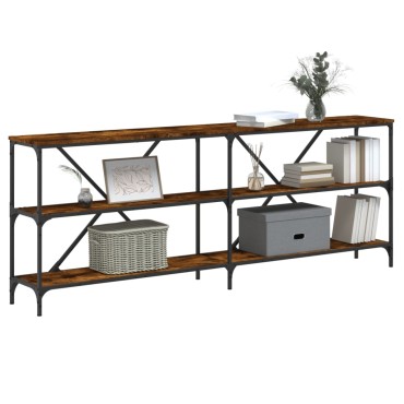 vidaXL Τραπέζι Κονσόλα Καπνιστή Δρυς 200x30x75cm Επεξ. Ξύλο/Σίδηρος 1 τεμ.