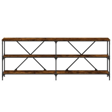 vidaXL Τραπέζι Κονσόλα Καπνιστή Δρυς 200x30x75cm Επεξ. Ξύλο/Σίδηρος 1 τεμ.