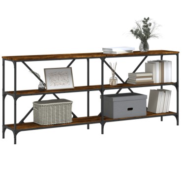vidaXL Τραπέζι Κονσόλα Καπνιστή Δρυς 180x30x75cm Επεξ. Ξύλο/Σίδηρος 1 τεμ.