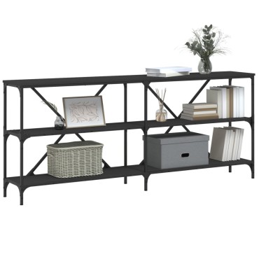 vidaXL Τραπέζι Κονσόλα Μαύρο 180x30x75cm Επεξεργ. Ξύλο/Σίδηρος 1 τεμ.