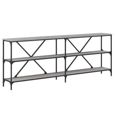 vidaXL Τραπέζι Κονσόλα Γκρι Sonoma 200x30x75cm Επεξ. Ξύλο + Σίδηρος 1 τεμ.
