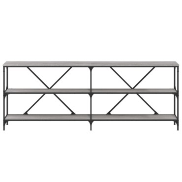 vidaXL Τραπέζι Κονσόλα Γκρι Sonoma 200x30x75cm Επεξ. Ξύλο + Σίδηρος 1 τεμ.