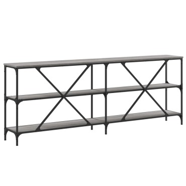 vidaXL Τραπέζι Κονσόλα Γκρι Sonoma 200x30x75cm Επεξ. Ξύλο + Σίδηρος 1 τεμ.