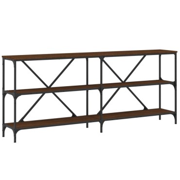 vidaXL Τραπέζι Κονσόλα Καφέ Δρυς 180x30x75cm Επεξ. Ξύλο/Σίδηρος 1 τεμ.