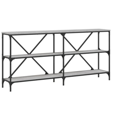 vidaXL Τραπέζι Κονσόλα Γκρι Sonoma 160x30x75cm Επεξ. Ξύλο/Σίδηρος 1 τεμ.