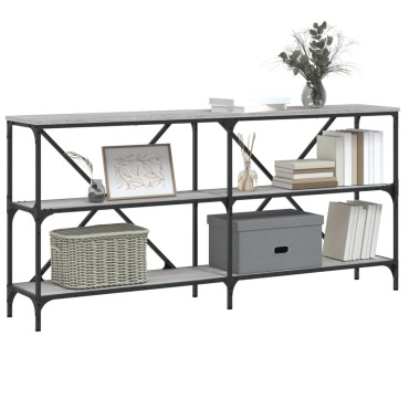 vidaXL Τραπέζι Κονσόλα Γκρι Sonoma 160x30x75cm Επεξ. Ξύλο/Σίδηρος 1 τεμ.