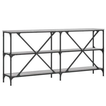 vidaXL Τραπέζι Κονσόλα Γκρι Sonoma 160x30x75cm Επεξ. Ξύλο/Σίδηρος 1 τεμ.