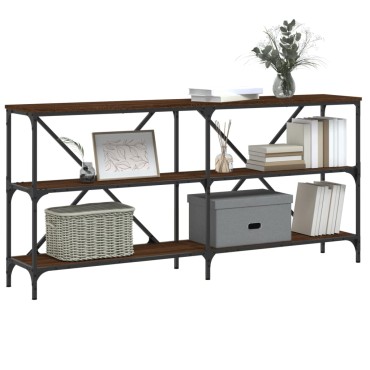 vidaXL Τραπέζι Κονσόλα Καφέ Δρυς 160x30x75cm Επεξ. Ξύλο/Σίδηρος 1 τεμ.
