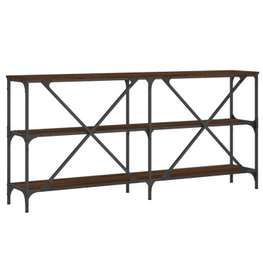 vidaXL Τραπέζι Κονσόλα Καφέ Δρυς 160x30x75cm Επεξ. Ξύλο/Σίδηρος 1 τεμ.