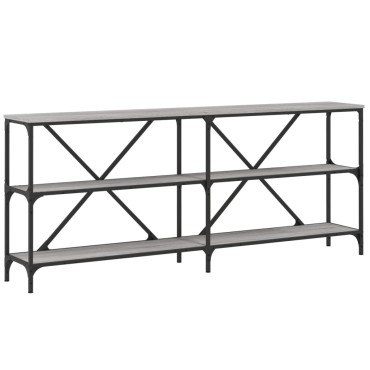 vidaXL Τραπέζι Κονσόλα Γκρι Sonoma 180x30x75cm Επεξ. Ξύλο/Σίδηρος 1 τεμ.