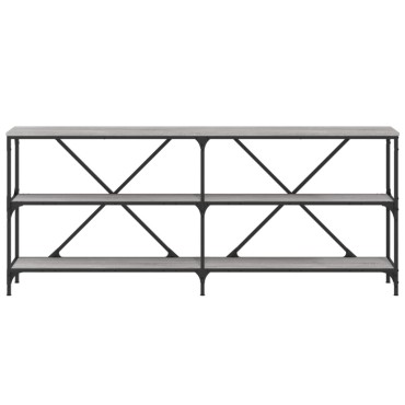 vidaXL Τραπέζι Κονσόλα Γκρι Sonoma 180x30x75cm Επεξ. Ξύλο/Σίδηρος 1 τεμ.