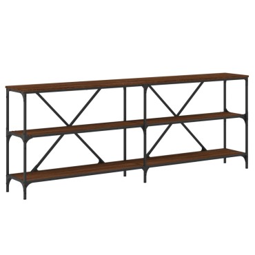 vidaXL Τραπέζι Κονσόλα Καφέ Δρυς 200x30x75cm Επεξ. Ξύλο/Σίδηρος 1 τεμ.