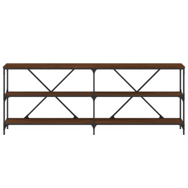 vidaXL Τραπέζι Κονσόλα Καφέ Δρυς 200x30x75cm Επεξ. Ξύλο/Σίδηρος 1 τεμ.