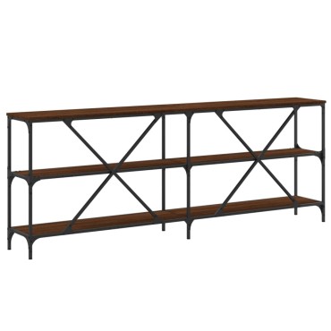 vidaXL Τραπέζι Κονσόλα Καφέ Δρυς 200x30x75cm Επεξ. Ξύλο/Σίδηρος 1 τεμ.