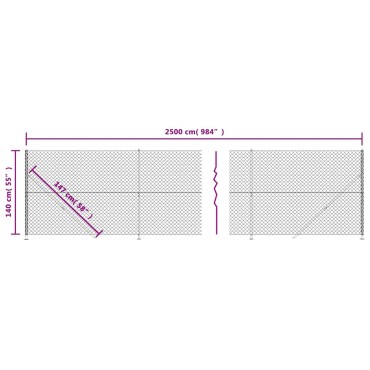 vidaXL Συρματόπλεγμα Περίφραξης Ανθρακί 1,4x25 μ. με Βάσεις Φλάντζα