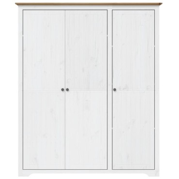 vidaXL Ντουλάπα BODO Λευκή/Καφέ 146x53,5x173cm Μασίφ Ξύλο Πεύκου 1 τεμ.