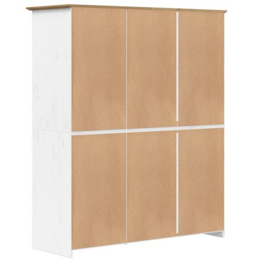 vidaXL Ντουλάπα BODO Λευκή/Καφέ 146x53,5x173cm Μασίφ Ξύλο Πεύκου 1 τεμ.