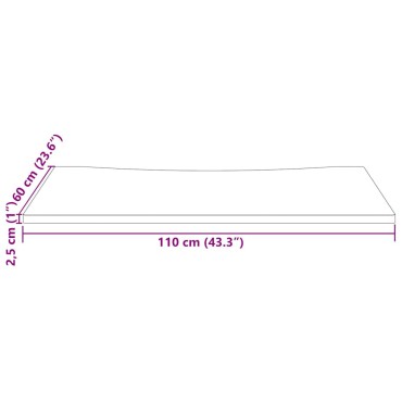 vidaXL Επιφάνεια Γραφείου 110 x 60 x 2,5 εκ. από Μασίφ Ξύλο Πεύκου