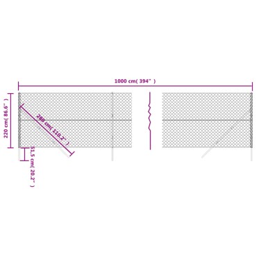vidaXL Συρματόπλεγμα Περίφραξης Πράσινο 2,2x10 μ. με Στύλους