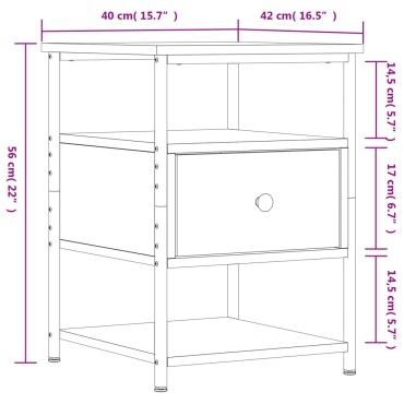 vidaXL Κομοδίνα 2 τεμ. Γκρι Sonoma 40x42x56cm από Επεξεργ. Ξύλο
