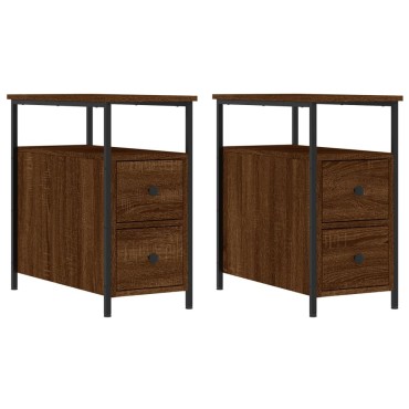 vidaXL Κομοδίνα 2 τεμ. Καφέ Δρυς 30x60x60cm από Επεξεργ. Ξύλο