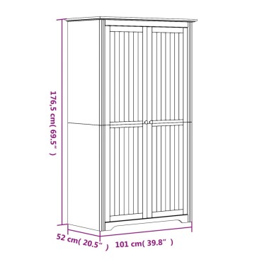 vidaXL Ντουλάπα BODO Λευκή 99x53,5x173cm από Μασίφ Ξύλο Πεύκου 1 τεμ.