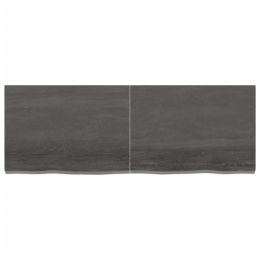 vidaXL Ράφι Τοίχου Σκούρο Καφέ 140x50x(2-4)cm Επεξ. Μασίφ Ξύλο Δρυός 1 τεμ.