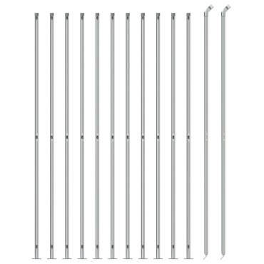 vidaXL Συρματόπλεγμα Περίφραξης Ασημί 1,6x25 μ. με Βάσεις Φλάντζα