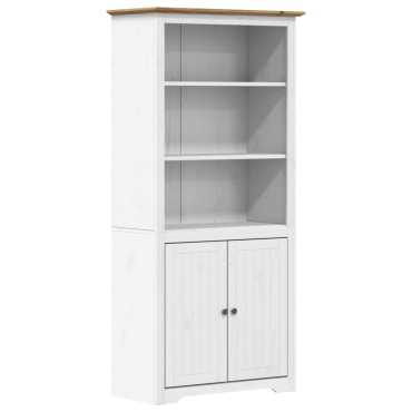 vidaXL Βιβλιοθήκη BODO Λευκή/Καφέ 82x40x173cm από Μασίφ Ξύλο Πεύκου 1 τεμ.