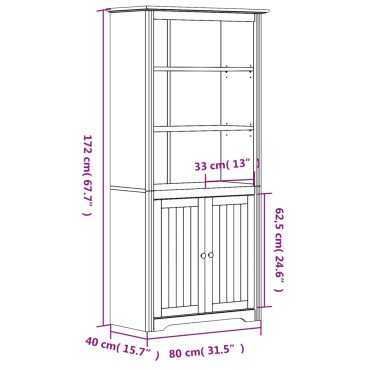 vidaXL Βιβλιοθήκη BODO Λευκή/Καφέ 82x40x173cm από Μασίφ Ξύλο Πεύκου 1 τεμ.