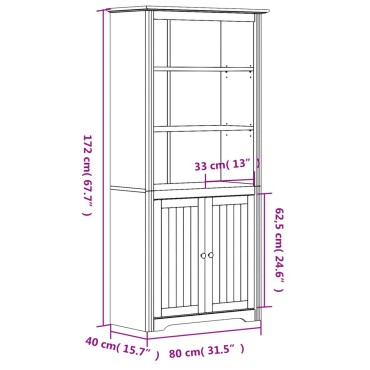 vidaXL Βιβλιοθήκη BODO Γκρι 82x40x173cm από Μασίφ Ξύλο Πεύκου 1 τεμ.