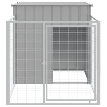 vidaXL Σπιτάκι Σκύλου με Αυλή Αν. Γκρι 110x201x110 εκ. Γαλβαν. Χάλυβας