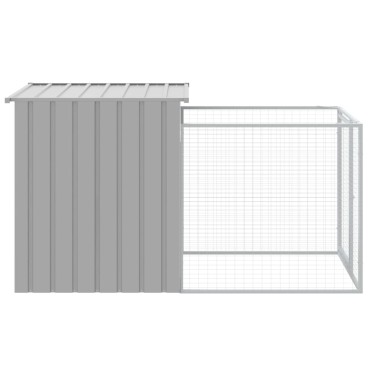 vidaXL Σπιτάκι Σκύλου με Αυλή Αν. Γκρι 110x201x110 εκ. Γαλβαν. Χάλυβας