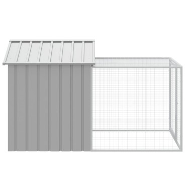vidaXL Κλουβί για Κότες με Αυλή Αν. Γκρι 117x201x123εκ Γαλβαν. Χάλυβας
